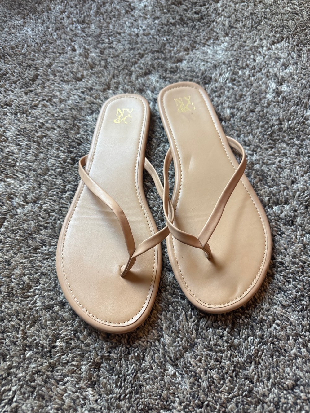 New York & Company Beige Tan Thong Sandals